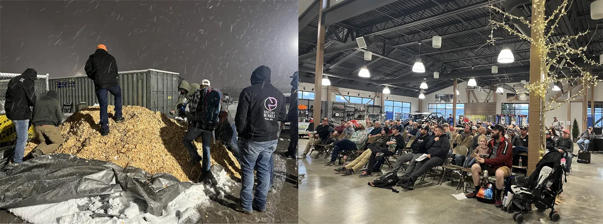 Participants take part in hands-on avalanche awareness and rescue training during a Ski-Doo seminar.