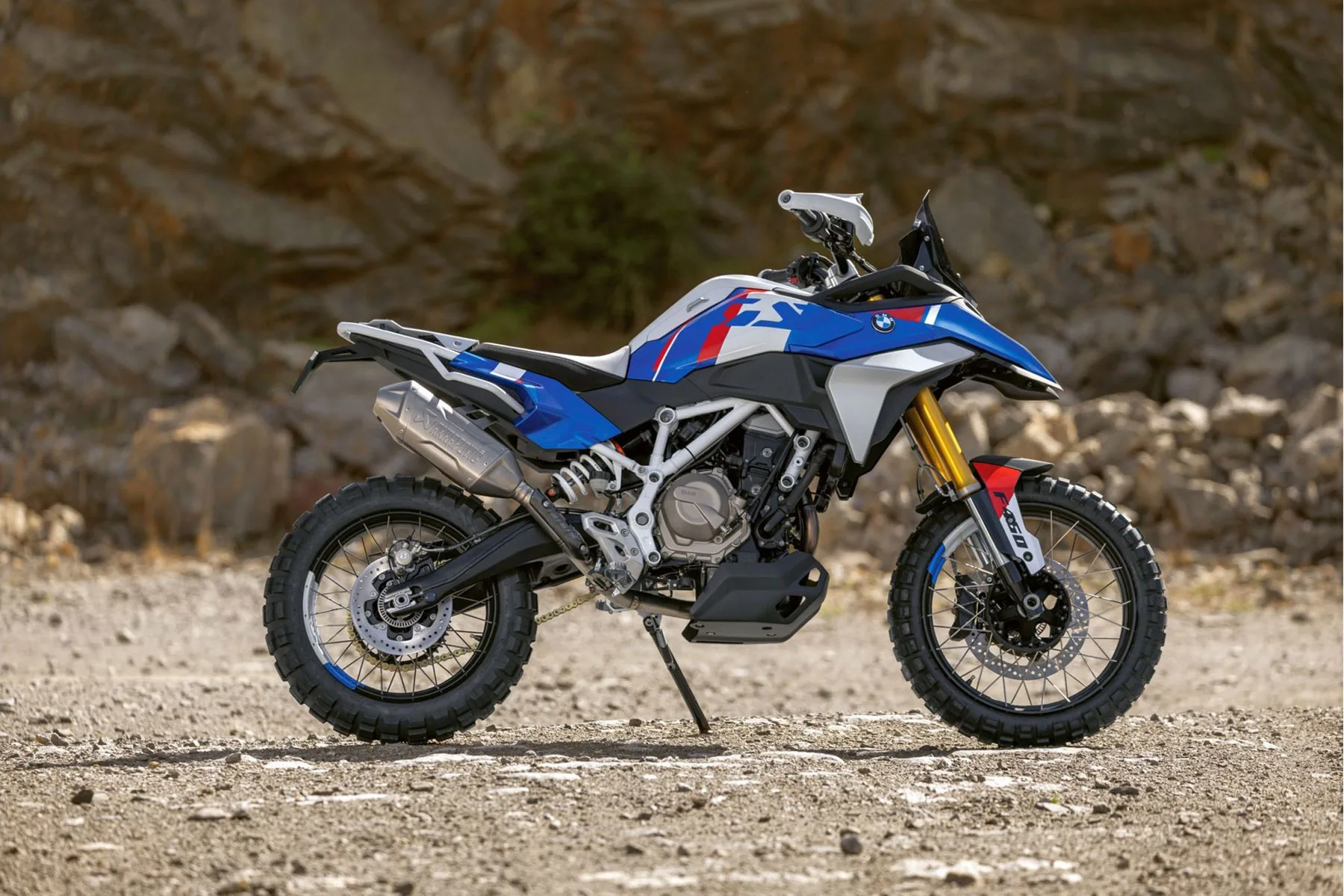 2027 BMW F 450 GS adventure motorcycle in GS Trophy colours.