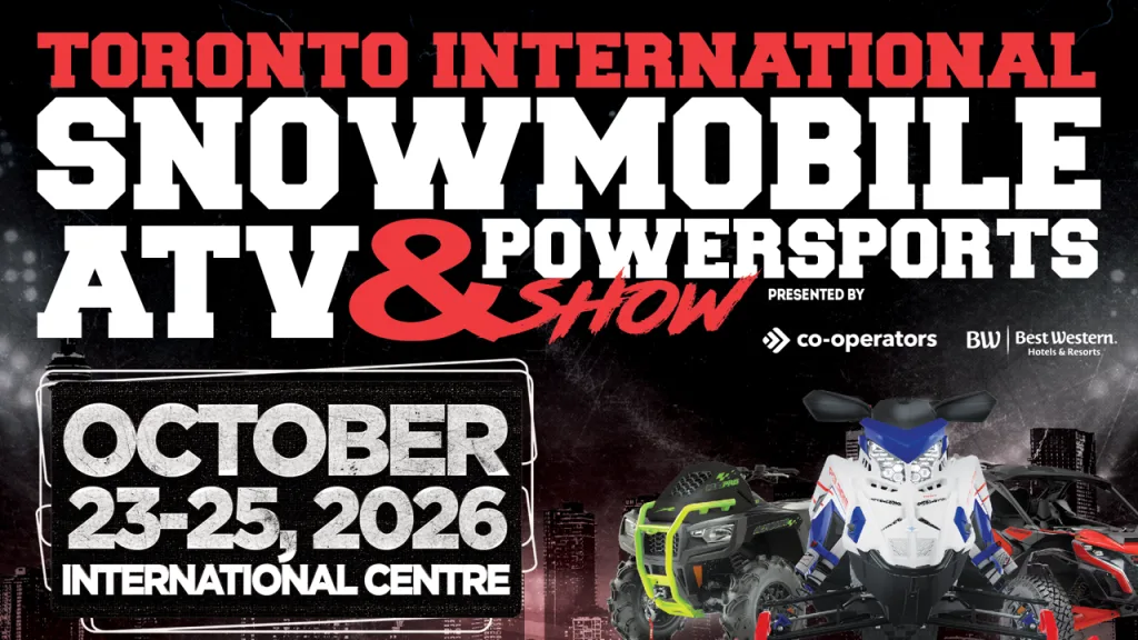 Official promotional artwork for the 2026 Toronto International Snowmobile, ATV and Powersports Show
