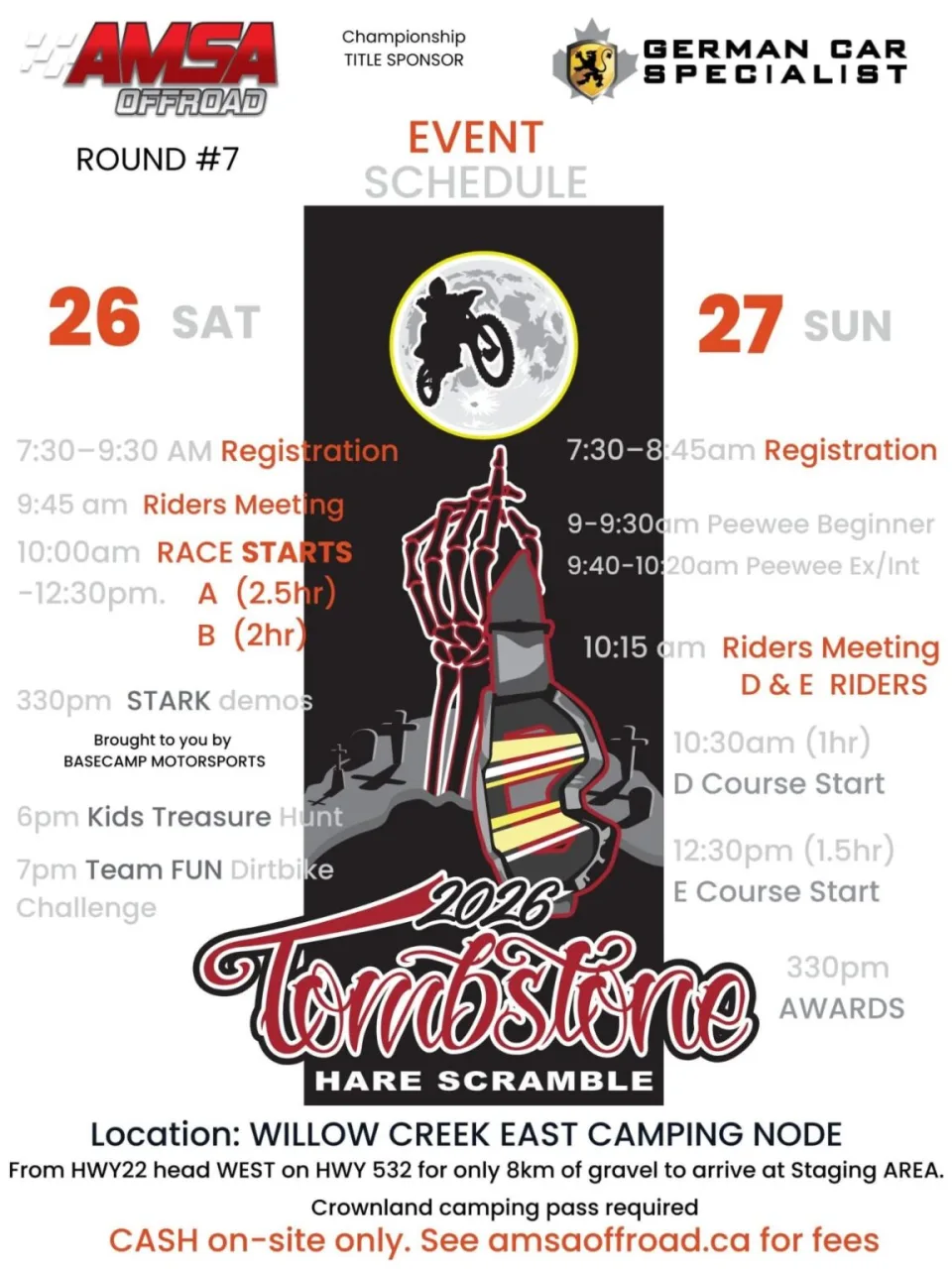 Official AMSA Offroad promotional poster for the 2026 Tombstone round in Alberta.