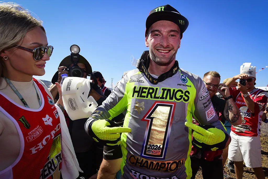 Jeffrey Herlings racing his Honda during the 2026 MXGP season