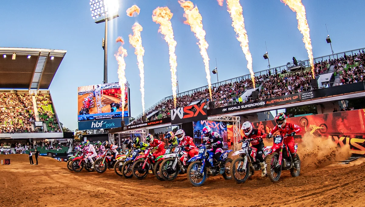 World Supercross riders competing under stadium lights in official championship imagery.