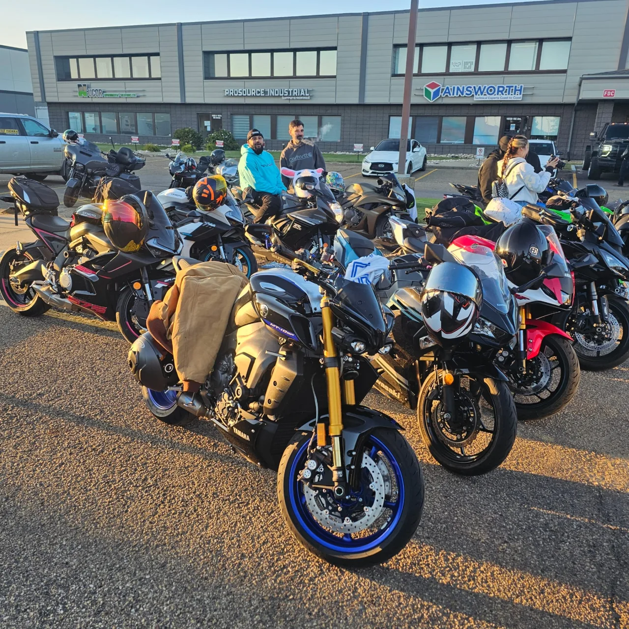 Motorcycles filling the parking lot during Octane Motors Full Throttle 360 in Edmonton.