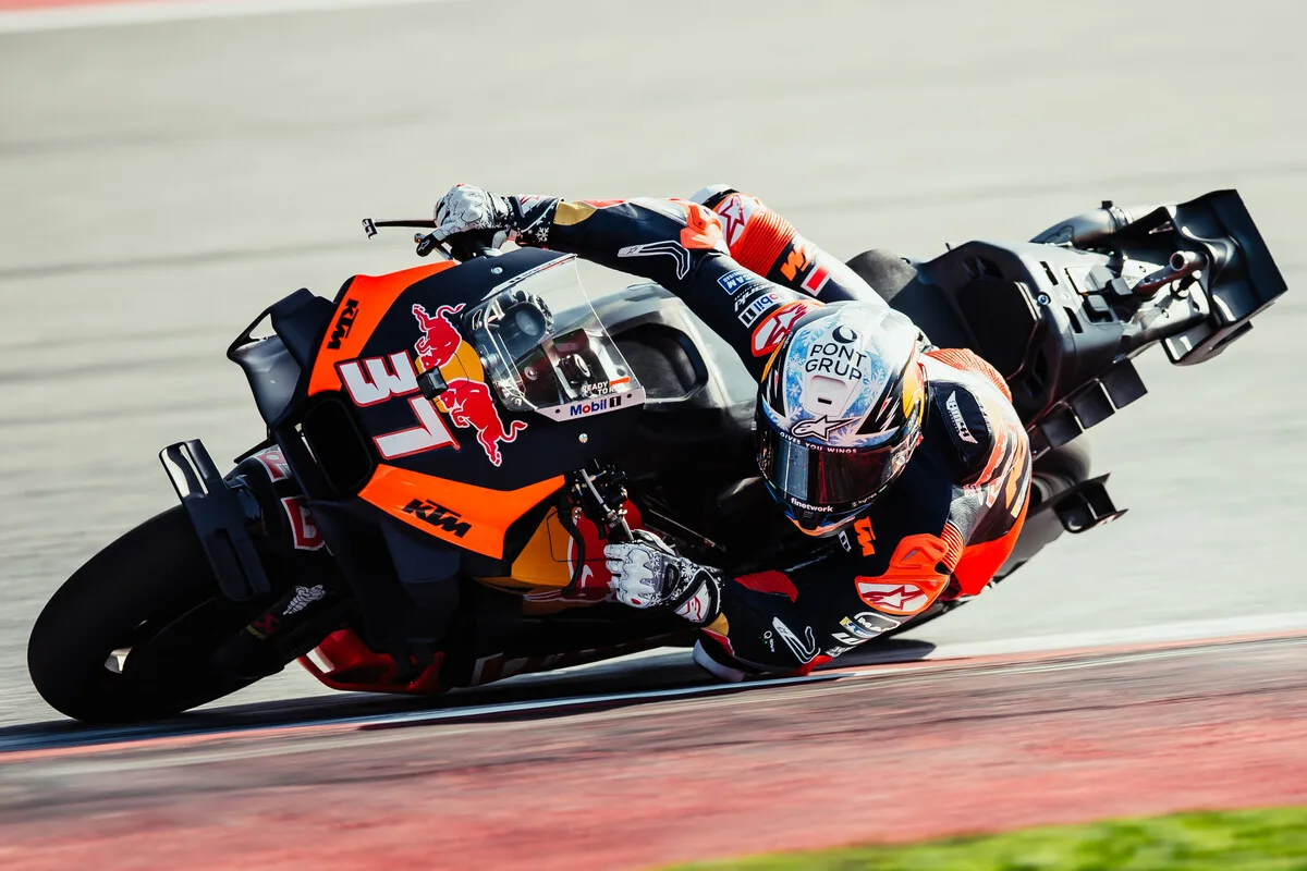 Pedro Acosta riding the Red Bull KTM MotoGP motorcycle