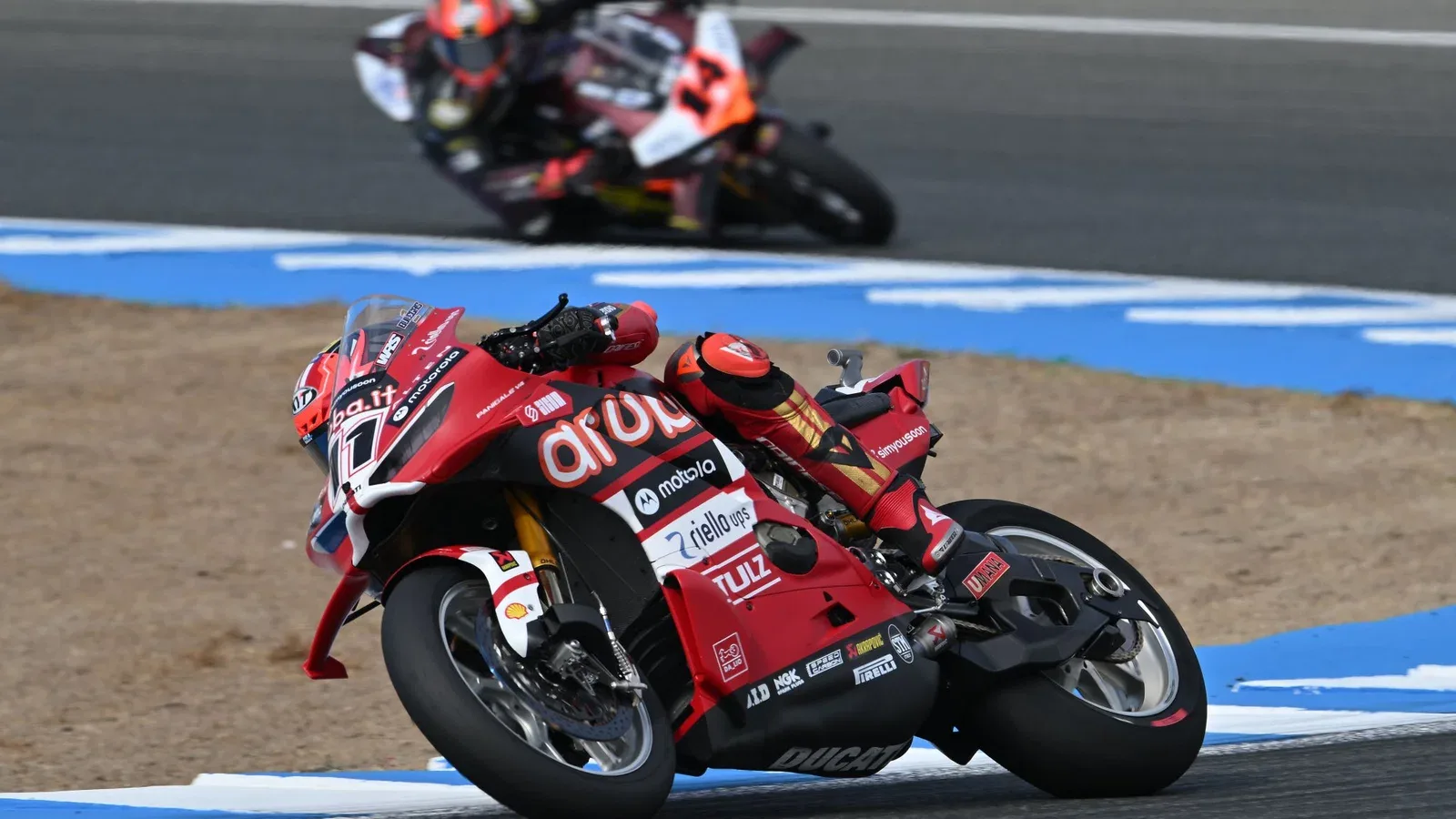 Nicolo Bulega competing in the 2026 Jerez WorldSBK Race 1