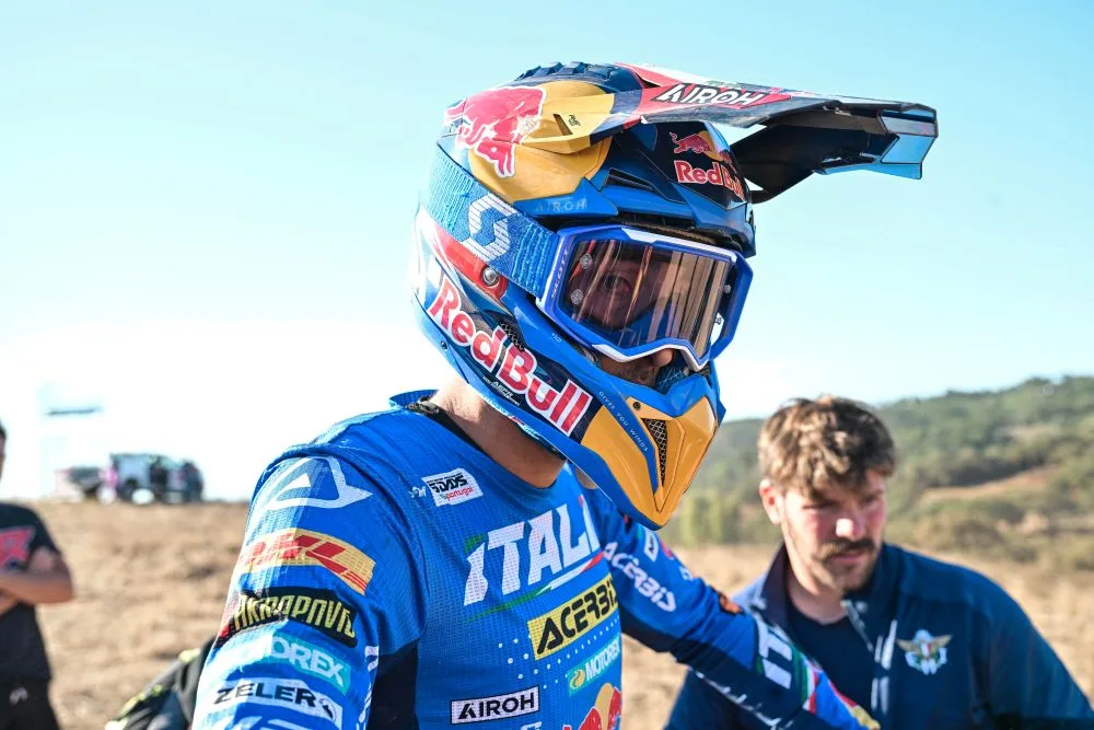 Italian enduro rider during the shortened Day Four of the 2026 FIM 6DAYS in Portugal