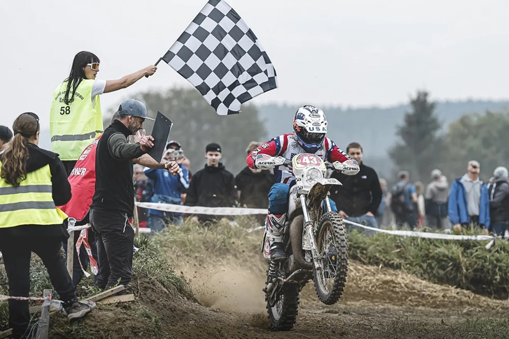 Fred Hoess competing in the 2026 FIM Enduro Vintage Trophy in Germany