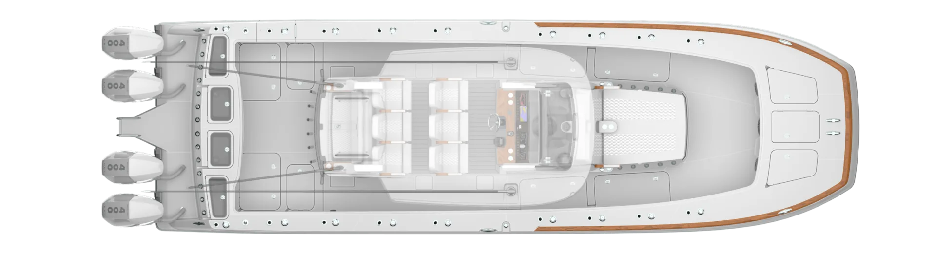 Official top-down SŌLACE 41CT floor plan showing seating, cockpit and hard-top layout