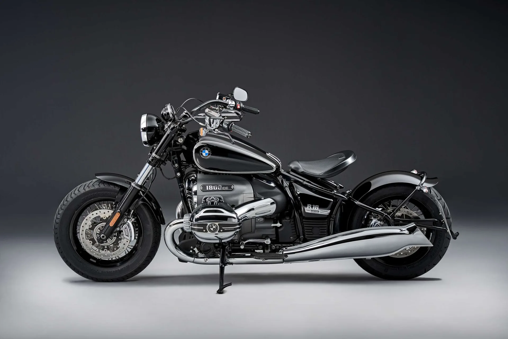 Original-generation BMW R 18 in a studio side view, from its 2020 launch photography