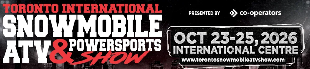Official 2026 Toronto International Snowmobile ATV and Powersports Show banner with October 23 to 25 dates