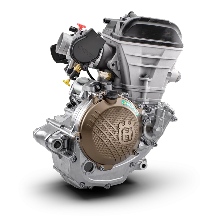 Husqvarna FC 250 four-stroke engine shown separately from the motorcycle
