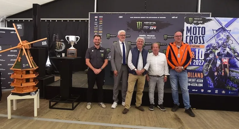 Assen organizers and motocross officials announce the 2027 Motocross of Nations during the 2026 event at Ernée.