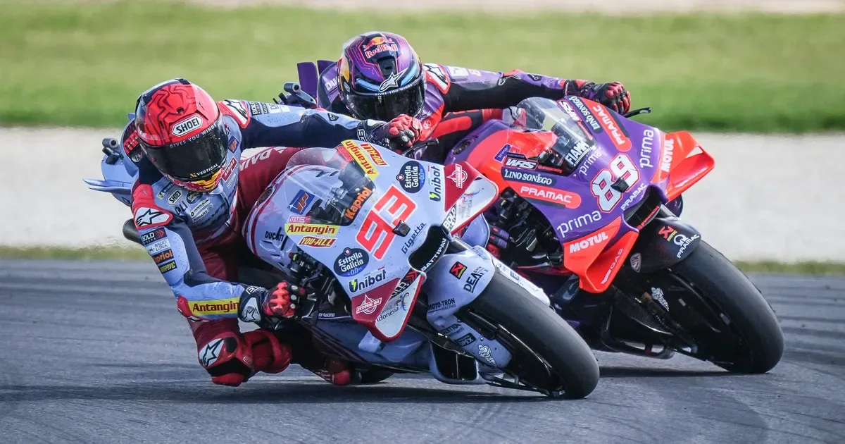 Marc Marquez and Jorge Martin battle closely at Phillip Island in 2024