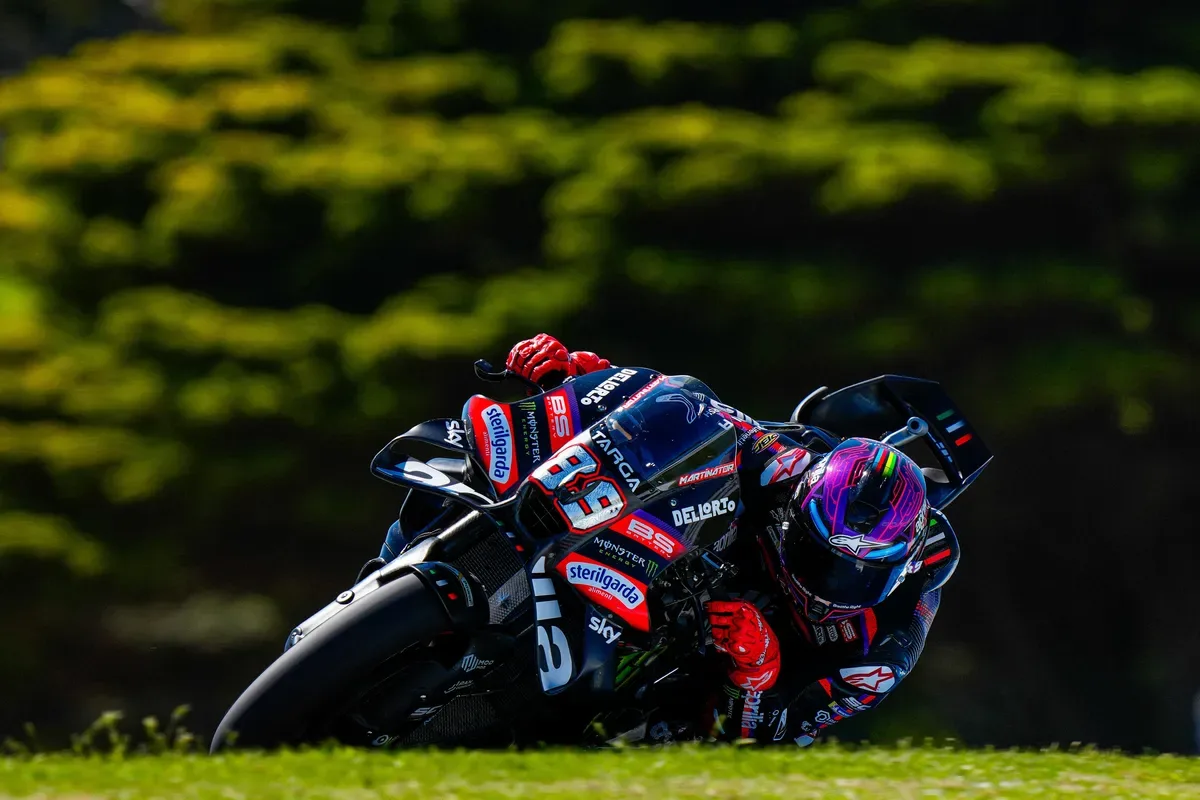 Jorge Martín riding the Aprilia at Phillip Island during the October 23, 2026 practice day